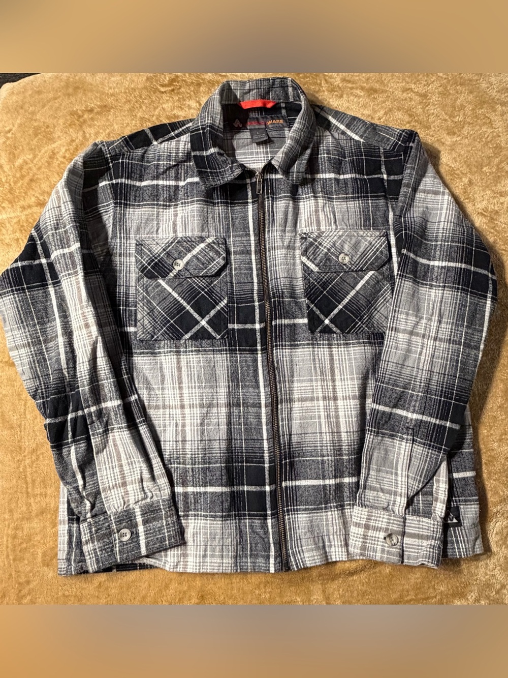 Americaware Men's Full-Zip Plaid Flannel Jacket L | Workwear Outerwear Utility